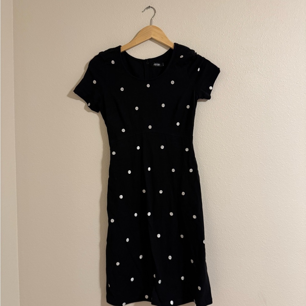 eShakti Black and White Polka Dot Midi Dress